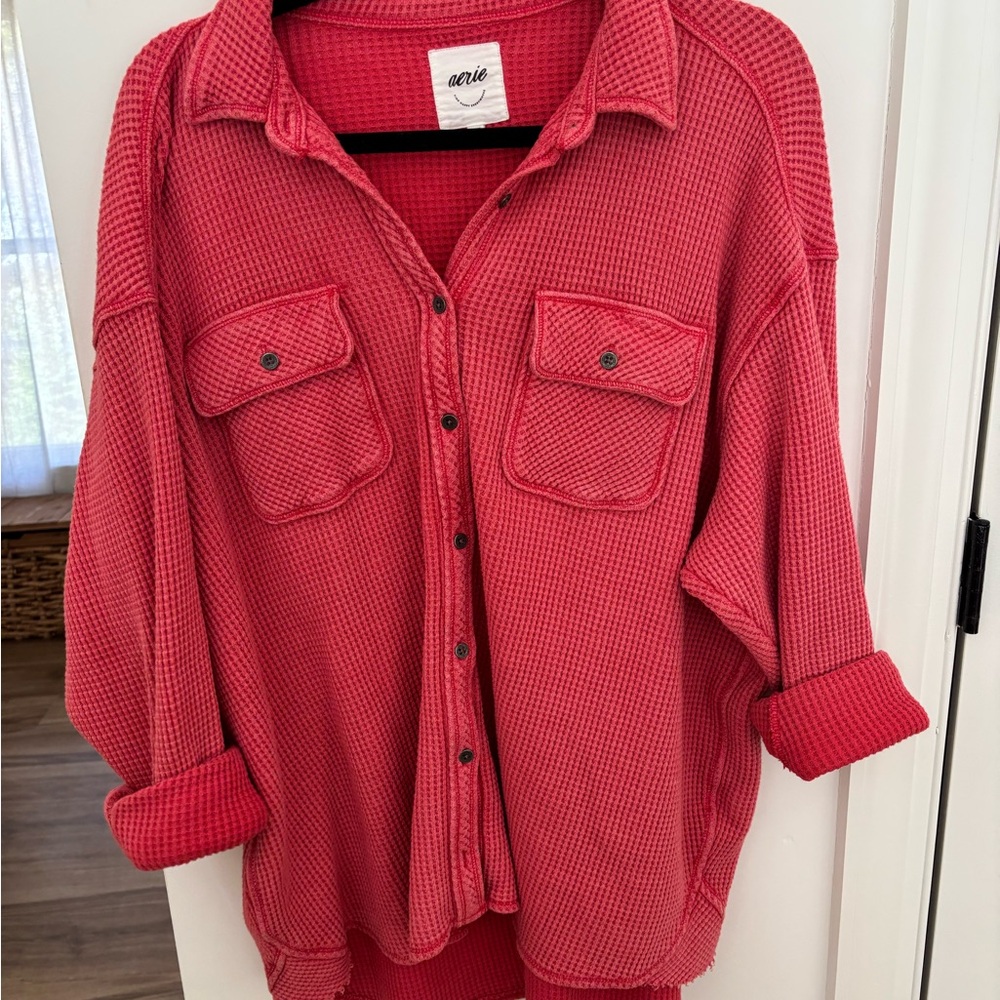 Aerie Vibrant red Waffle Knit Top